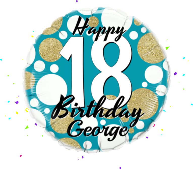 Birthday Age Blue and Gold Dots balloon