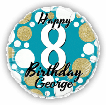 Birthday Age Blue and Gold Dots