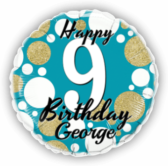 Birthday Age Blue and Gold Dots