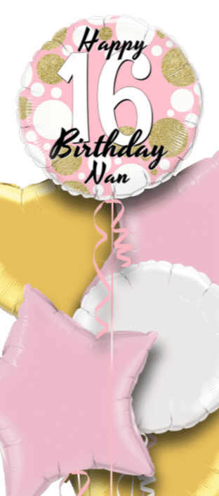 Birthday Age Pink and Gold Dots Balloon