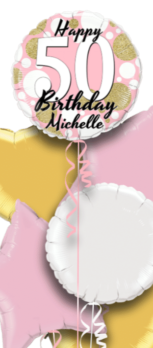 Birthday Age Pink and Gold Dots Balloon