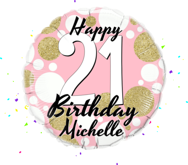 Birthday Age Pink and Gold Dots balloon