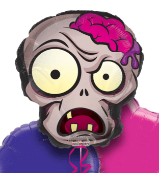 Zombie Skull with Brains Balloon