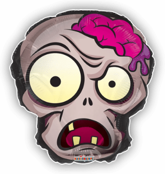 Zombie Skull with Brains