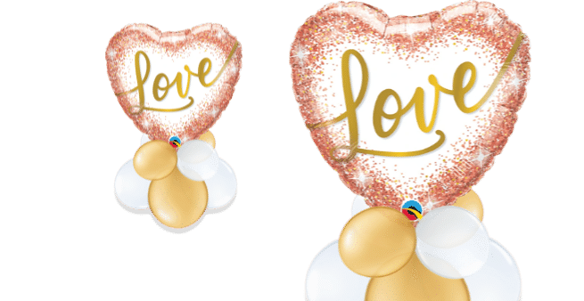 Love Rose Gold Glitter Balloon