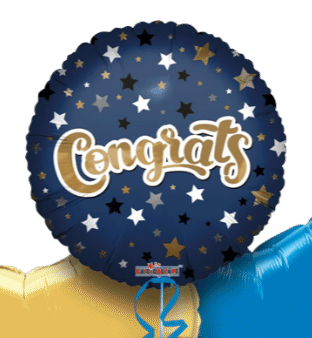 Congrats Blue and Gold Stars Balloon