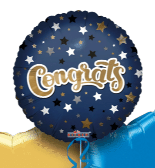 Congrats Blue and Gold Stars Balloon