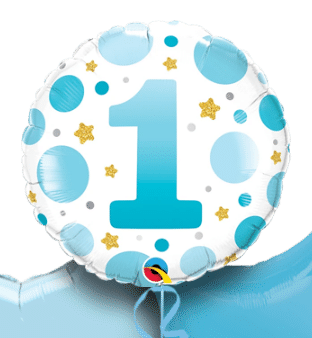 1st Birthday Blue Dots Balloon