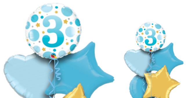 3rd Birthday Blue Dots Balloon