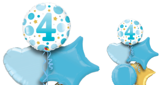 4th Birthday Blue Dots Balloon