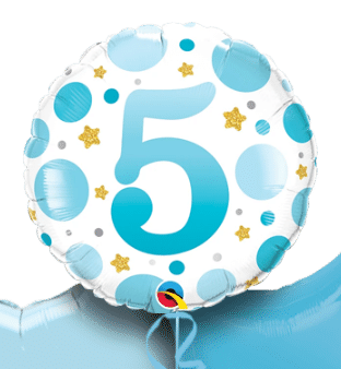 5th Birthday Blue Dots Balloon