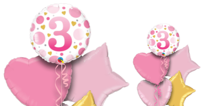 3rd Birthday Pink Dots Balloon