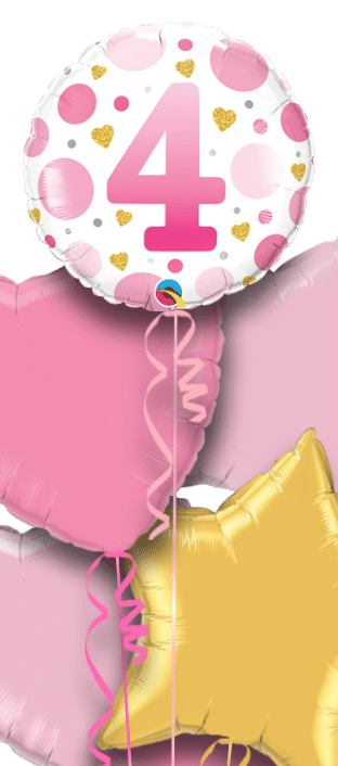 4th Birthday Pink Dots Balloon