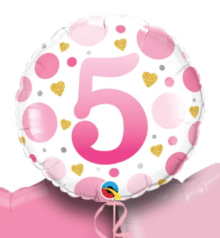 5th Birthday Pink Dots Balloon