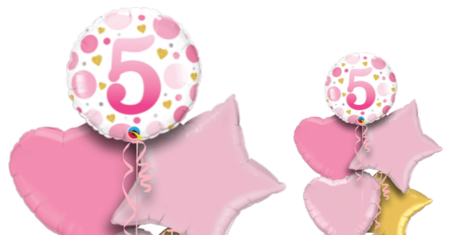 5th Birthday Pink Dots Balloon