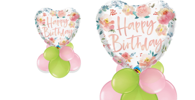 Birthday Floral Heart Balloon
