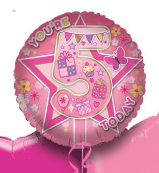 You're 5 Today Pink Party Balloon