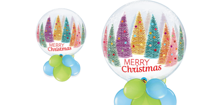 Colourful Festive Trees Bubble Balloon