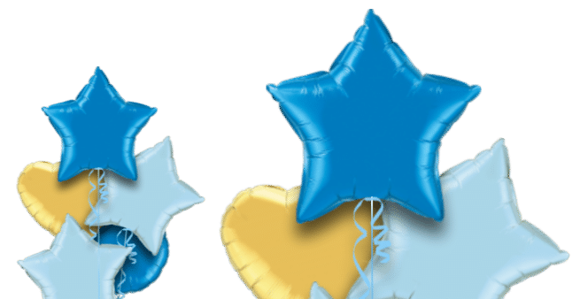 Royal Blue, Pale Blue and Gold Balloon