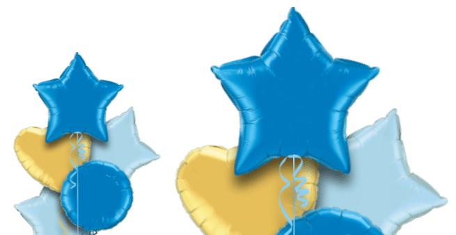 Royal Blue, Pale Blue and Gold Balloon