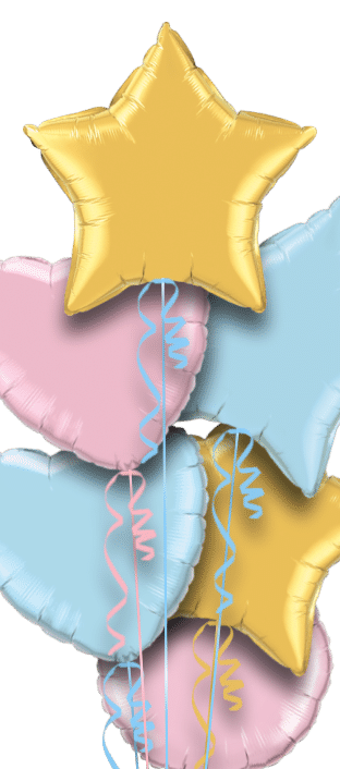 Gold, Pale Blue and Pale Pink Balloon