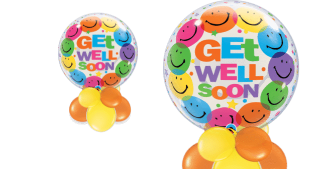 Get Well Soon Smiling Faces Bubble Balloon
