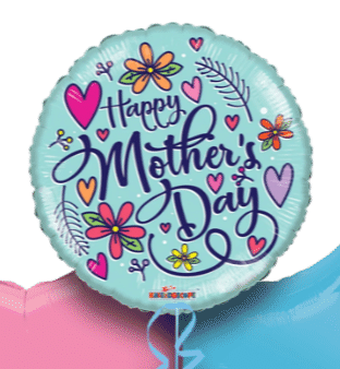 Mothers Day Floral Hearts Balloon