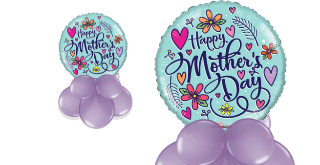 Mothers Day Floral Hearts Balloon