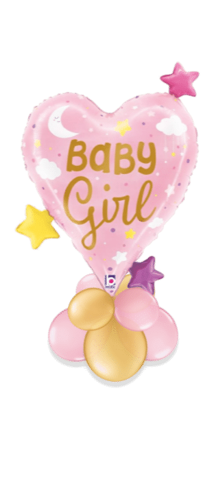 Baby Girl Heart and Stars Balloon
