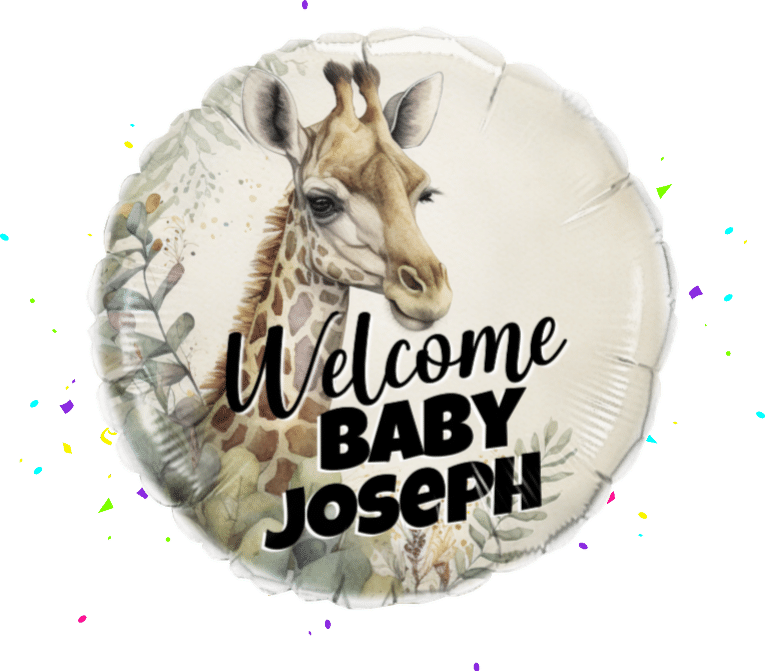 Welcome Baby Giraffe balloon 