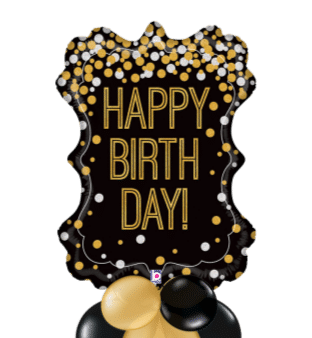 Birthday Gold and Black Frame Balloon