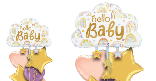 Hello Baby Rainbows and Stars Balloon