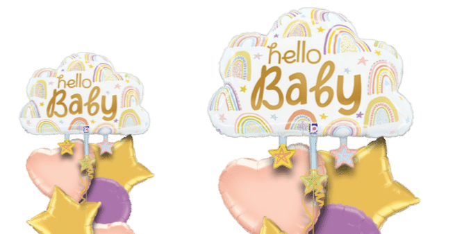 Hello Baby Rainbows and Stars Balloon