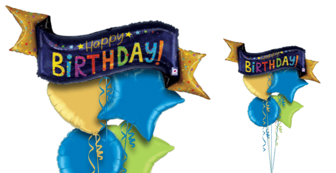 Blue Sparkle Birthday Banner Balloon