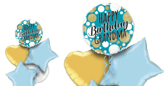 Happy Birthday Blue and Gold Dots Balloon