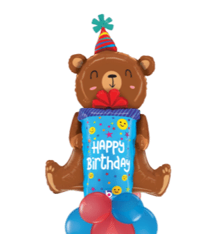 Birthday Bear with Present Balloon