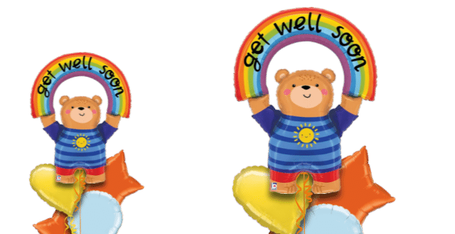 Get Well Bear with Rainbow Balloon