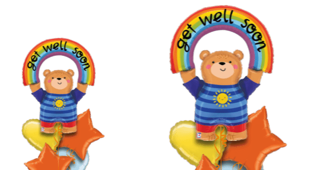 Get Well Bear with Rainbow Balloon