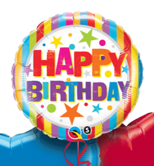 Birthday Stripes and Stars Balloon