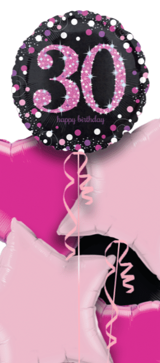 Pink Glimmer Confetti 30th Birthday Balloon