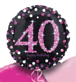 Pink Glimmer Confetti 40th Birthday Balloon