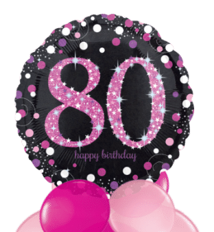 Pink Glimmer Confetti 80th Birthday Balloon