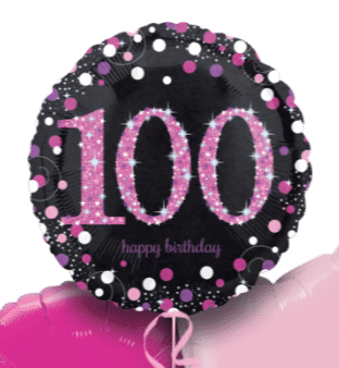 Pink Glimmer Confetti 100th Birthday Balloon