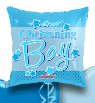 Christening Boy Blue Stars Square Balloon