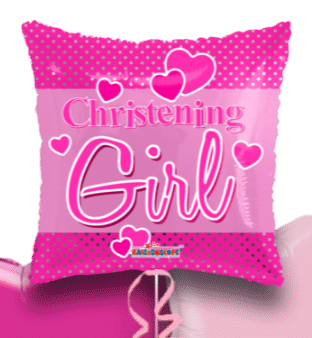 Christening Girl Hearts Square Balloon