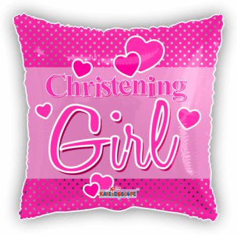 Christening Girl Hearts Square