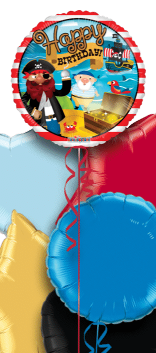 Birthday Pirate Treasure Stripes Balloon