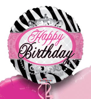 Happy Birthday Zebra Princess Stripes Balloon