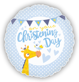 Boy Christening Giraffe Balloon