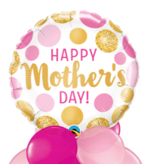 Happy Mothers Day Pink and Gold Dots Balloon